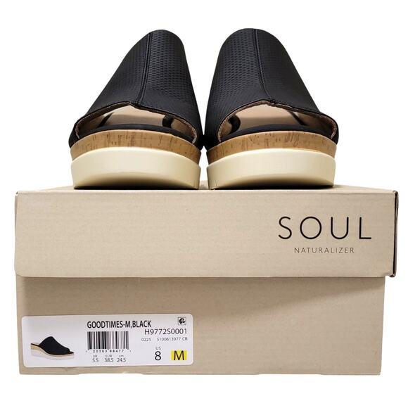 SOUL Naturalizer Women GoodTimes Wedge Heel Mule Sandals Size US 8M Black - Picture 5 of 5